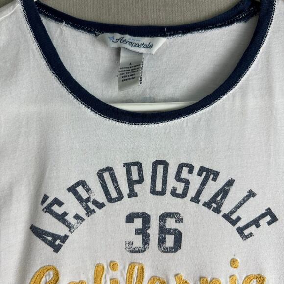 Aeropostale Y2k ringer t-shirt vintage elena gilbert graphic top baby tee medium - Picture 2 of 4